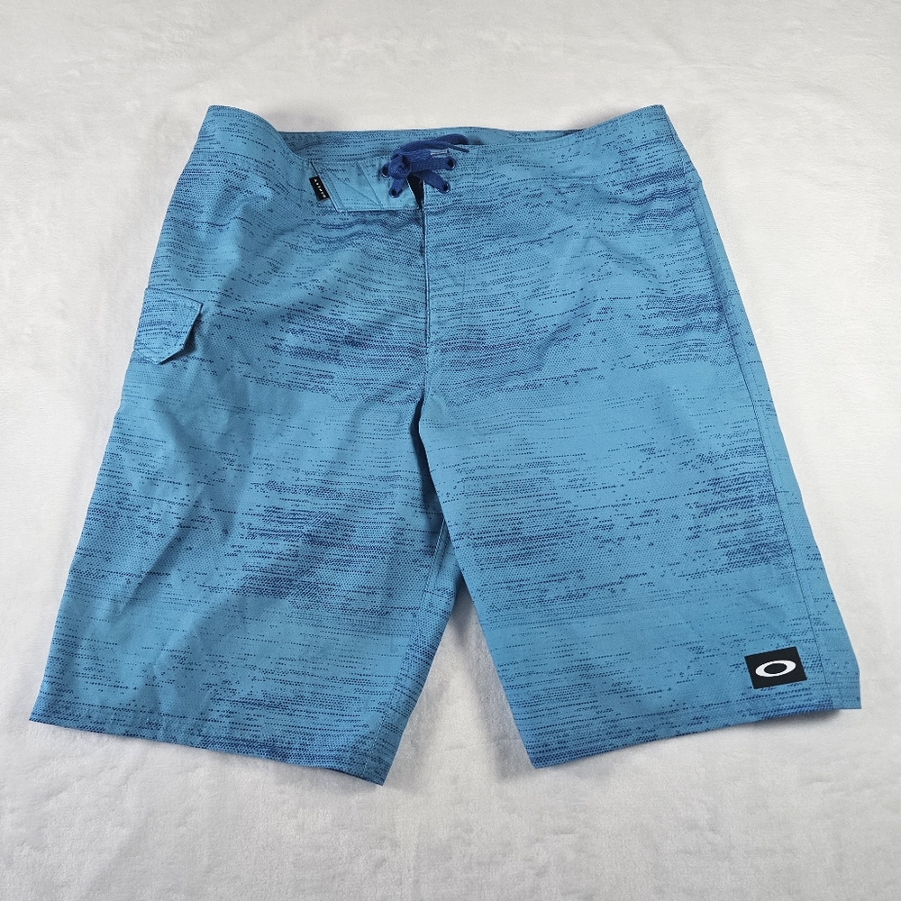 Oakley Board Shorts Men's 34 Blue Print Swimming Trunks No Liner